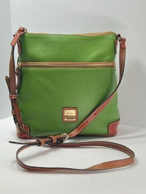 Dooney & Bourke Grass Green/Tan Pebble Grain Leather Crossbody w/COA EUC